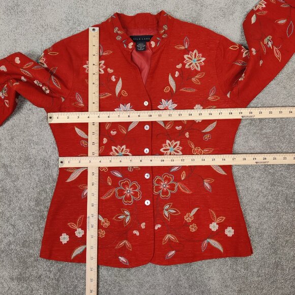 Silk Land Women's Embroidered 100% Silk Jacket Size Medium Bohemian Quiet Luxury - Picture 7 of 10
